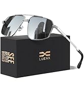 LUENX Aviator Sunglasses for Men Square Polarized Polygon Sun Glasses UV400 Protection