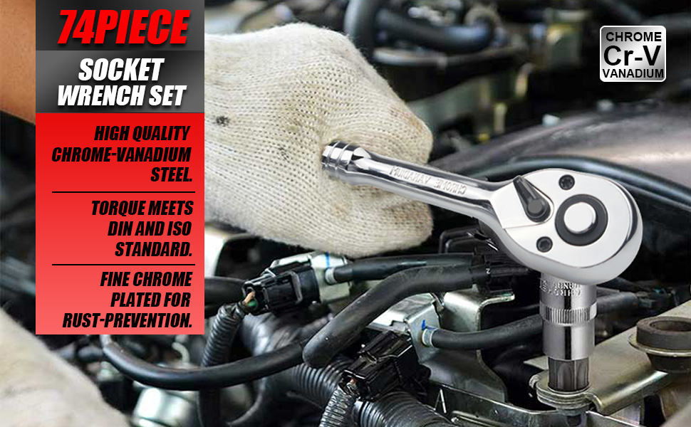 74pc deep socket set drive socket set