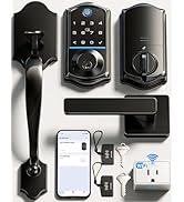 Veise VE017G-H Wi-Fi Smart Fingerprint Front Door Lock Set, Remote App Control, Keyless Entry Dea...