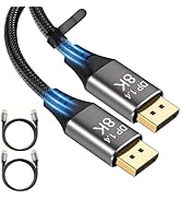 CABLEDECONN 8K Displayport 1.4 Cable 10ft/2pcs, 8K@120Hz 4K@240Hz, 32.4Gbps DP to DP Cable, Braid...