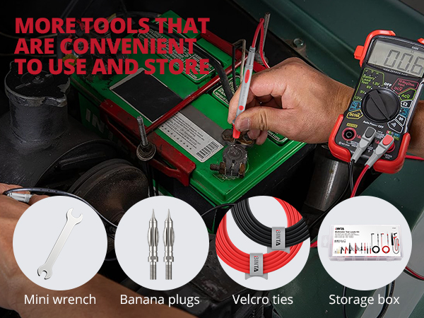 a man is holding a wire that is connected to a power supply box.