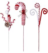 6PCS Christmas Tree Decorations Picks,Red White Woolen Candy Curly Picks 14 Inch Xmas Tree Topper...