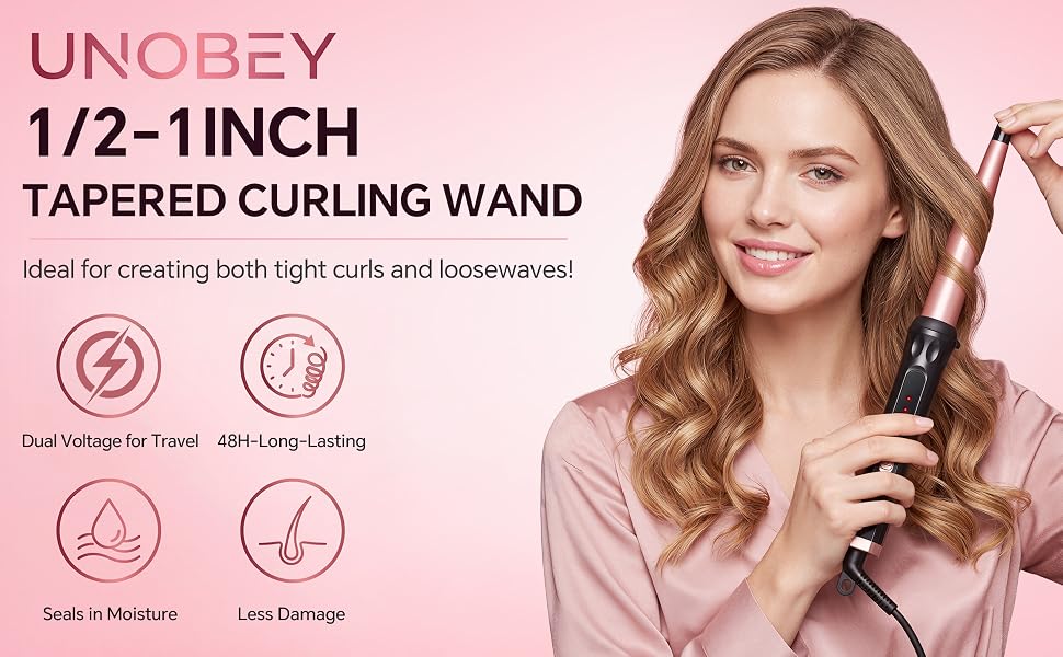 Curling Iron Tapered 1/2-inch to 1-inch Ceramic Long Barrel 