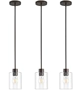 KLSS Oil Rubbed Bronze Pendant Lights Kitchen Island - Clear Glass Pendant Light Fixture Multiple...