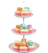 3 Tier White Plastic Cupcake Stand Serving Tray for Party &amp; Birthday Decorations Tiered Serving S...