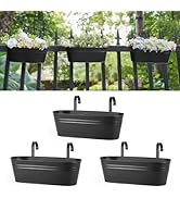 Dahey 3 Pcs Metal Hanging Flower Pots for Railing Fence Outdoor Planter 15.7 Inch Hanging Bucket ...