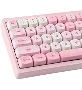 Tsungup MOA Keycaps-Pink Sakura,129 Keys Cute PBT Custom Cherry Blossom Keycaps 100 Percent,Dye S...