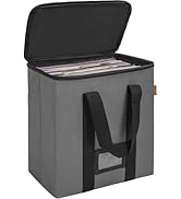 Vinyl Record Storage Box, Record Carrying Case with Lids and Handle Collapsible Crate fits 7/10/1...