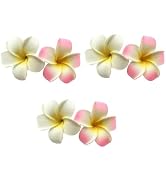 3 Pair 7cm White and Pink Hawaiian Frangipani Plumeria Foam Head Flower Party Beach Hair Clip Hai...