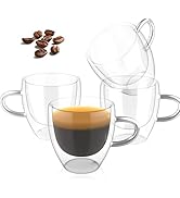 ONEDONE Espresso Cups 2.8 oz Double Walled Glass Espresso Cups Set of 4 Thermo Insulated Espresso...