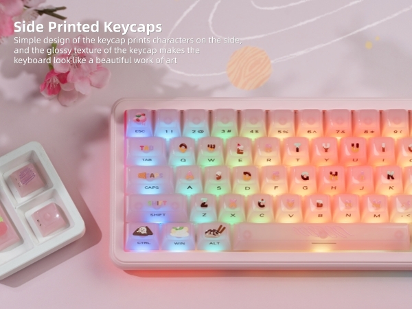 Womier Keyboard Keycaps Jelly - Ceramic Keycaps Style, Clear Ice-Cream Pink Cute Key cap