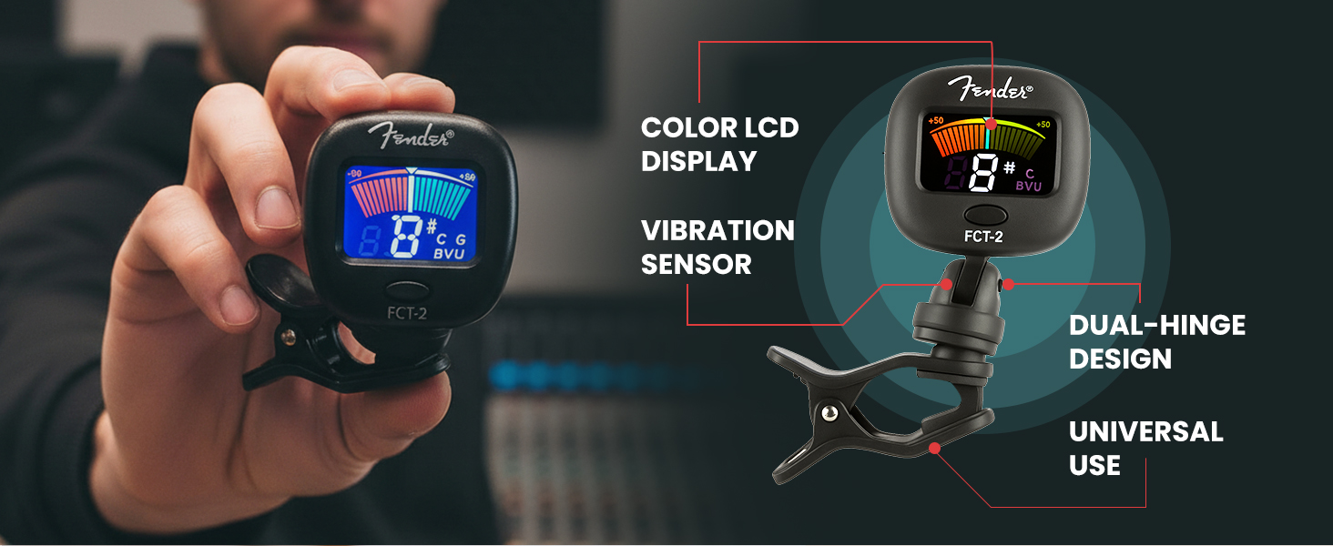 Fender FCT-2 Professional Multi-Instrument Clip-On Tuner for Guitar