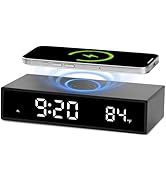 Digital LED Alarm Clock with Wireless Charging, 15W Fast Wireless Charger for Smart Phone for iPh...