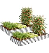 Anmiro Galvanized Raised Garden Bed,Outdoor Planter Box Metal Patio Kit Planting Bed for Vegetabl...