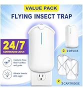 2 Flying Insect Traps &amp; 2 Refill Cartridges - Plug in Fly Trap &amp; UV Light Indoor Bug Catcher for ...
