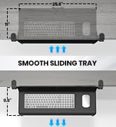 Xyndyx Keyboard Tray Under Desk, Pull Out Keyboard &amp; Mouse Tray with Adjustable C-clamp, 25.6 x 1...