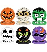 KFJBPB 48 PCS Halloween Paper Plates 7 Inch, Disposable Party Plates with Cat Ghost Pumpkin Bat P...
