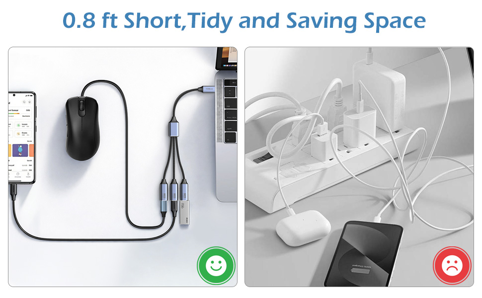 USB C Splitter 1 in 3 Out