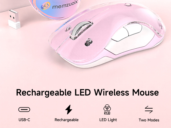 LED wireless mouse pink