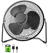 EasyAc 9 inch Battery Powered Fan [ ULTRA-QUIET ] with 4 Speed Powerful Airflow Table Wireless Fa...
