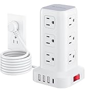 AnnTane Surge Protector Power Strip 6.5 FT Cord, Power Strip Tower with 4 USB Ports (1USB C), Ext...