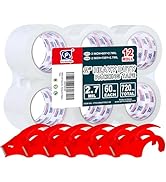PERFECTAPE Heavy Duty Packing Tape 12 Rolls with 6 Dispensers, Clear, 2.7 mil, Ultra Adhesive, 1....