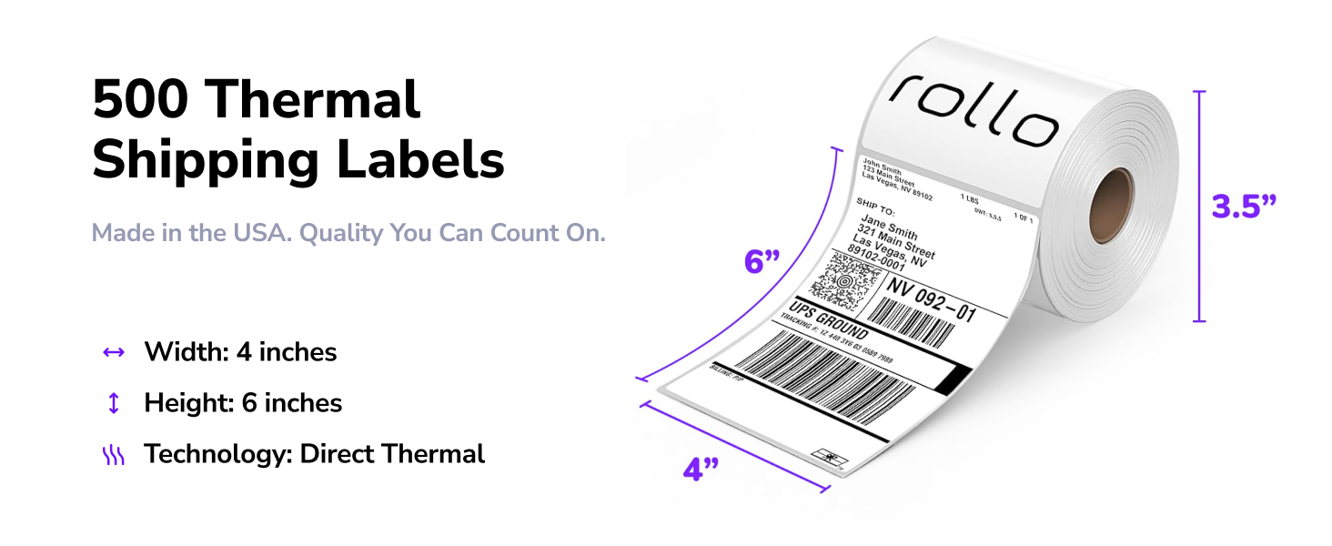 made in the usa 500 thermal labels width height 4 inches 6 inches direct thermal