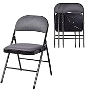 ARLIME 4-Pack Folding Chair, Portable Chairs with Upholstered Padded Seat and Back, Metal Frame H...