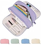 JAESITETER Big Capacity Pencil case,Soft Corduroy Pencil Bag with 3 Compartment Pouch Bag for Sch...