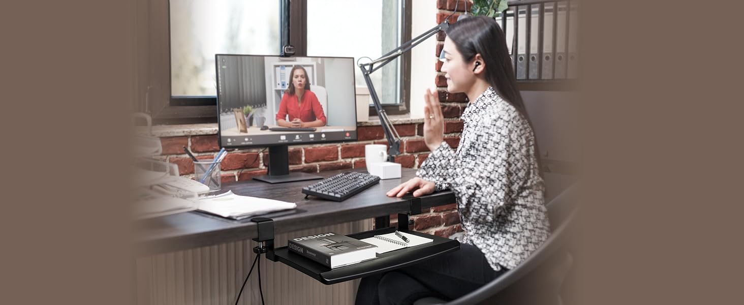 Clamp-On Retractable Adjustable Keyboard Tray