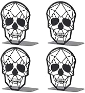 2 Pairs Black Skull Design Bookend Metal Book Ends, Heavy Duty Bookends for Shelves Desk, Skull B...