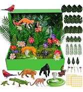Warmtree 57 Pcs Rainforest Diorama Kit Forest Animals Figures Assorted Creatures Rainforest Diora...
