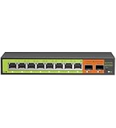 10 Port 2.5G Ethernet Switch with 8×2.5G RJ45 + 2×10G SFP+ Uplink, Unmanaged Multi-Gigabit Networ...
