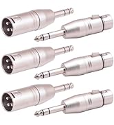 Smithok XLR Adapter, 6 Pack 1/4" TRS to XLR Adapter,3 Pcs 6.35mm 1/4" Male to XLR Male Adapter an...