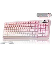 EWEADN V102 Wired Keyboard, 98 Keys Creamy Gaming Keyboard with Number Pad, Display Screen & Medi...