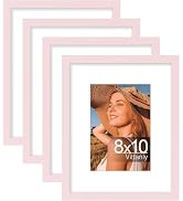 Vittanly 8x10 Picture Frames Set of 4, Display Pictures 5x7 with Mat or 8x10 without Mat, Gallery...