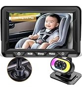 Baby Car Camera HD 1080P - 150° Wide Angle, Night Vision, Adjustable View, LED Lights, Easy Insta...