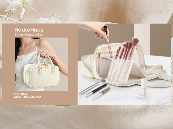 Travel Makeup Bag for Women Fashion Large Capacity Pouch Open Flat Cosmetic Portable Organizer