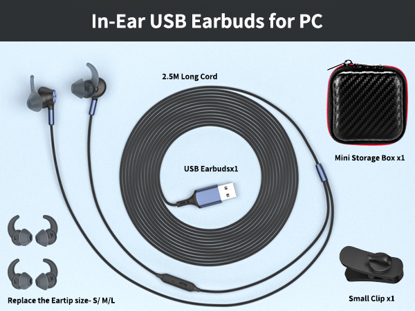 earbuds wired usb for computer school