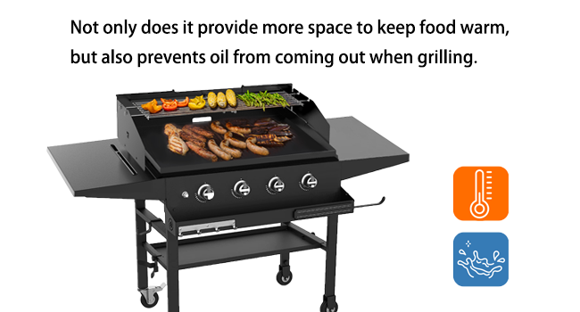 griddle wind guard and warming rack