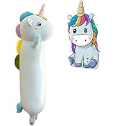 Handytoolinc Long Unicorn Stuffed Animal Soft Pillow Plush Stuffed Unicorn Throw Sleeping Pillow ...