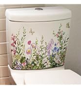 Green Plant Leaves Flowers Toilet Stickers Self-Adhesive Bathroom Wall Sticker Green Leaf Floral ...
