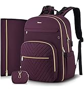 MOMUVO Diaper Bag Backpack, Quilted Baby Bag with Changing Pad &amp; Stroller Straps &amp; Pacifier Case,...