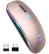 aMZCaSE LED Wireless Mouse, Rechargeable Slim Silent Mice 2.4G Portable Office Optical Mouse with...
