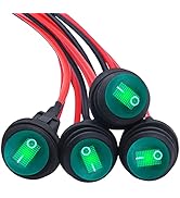 mankk 4Pcs Waterproof Rocker Switch 12V Round Toggle Switch SPST 3pin ON Off Green LED Light with...