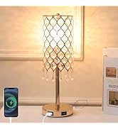 COTULIN Crystal Table Lamp,Gold Lamp with USB Ports, 3 Way Dimmable Touch Lamp with Crystal Shade...