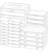 Jutieuo 28 Pack Mixed Sizes Rectangular Mini Plastic Containers Clear Plastic Storage Boxes with ...