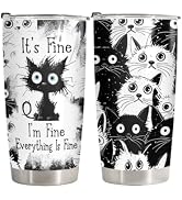 34HD Funny Black Cat Everything Fine Lover 20 oz Tumbler, Gift for Mama | Gifts for Women Birthda...