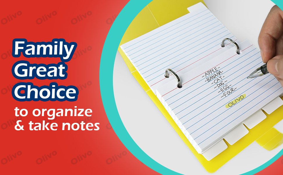 3x5 Lined Index Cards with Ring Binder Holder and Dividers 100 Ruled Note Cards Kit Set for Studying
