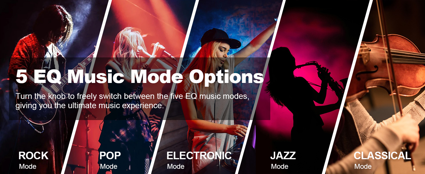 5 EQ music mode options,Music enthusiast,immersive sound effects, bass enhancement